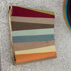 Crate and barrel, suede, silk Colorful Striped Table Runner 14 x 120